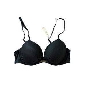 Fabulous by Victoria's Secret Lined Plunge Bra Black convertible straps size 34C
